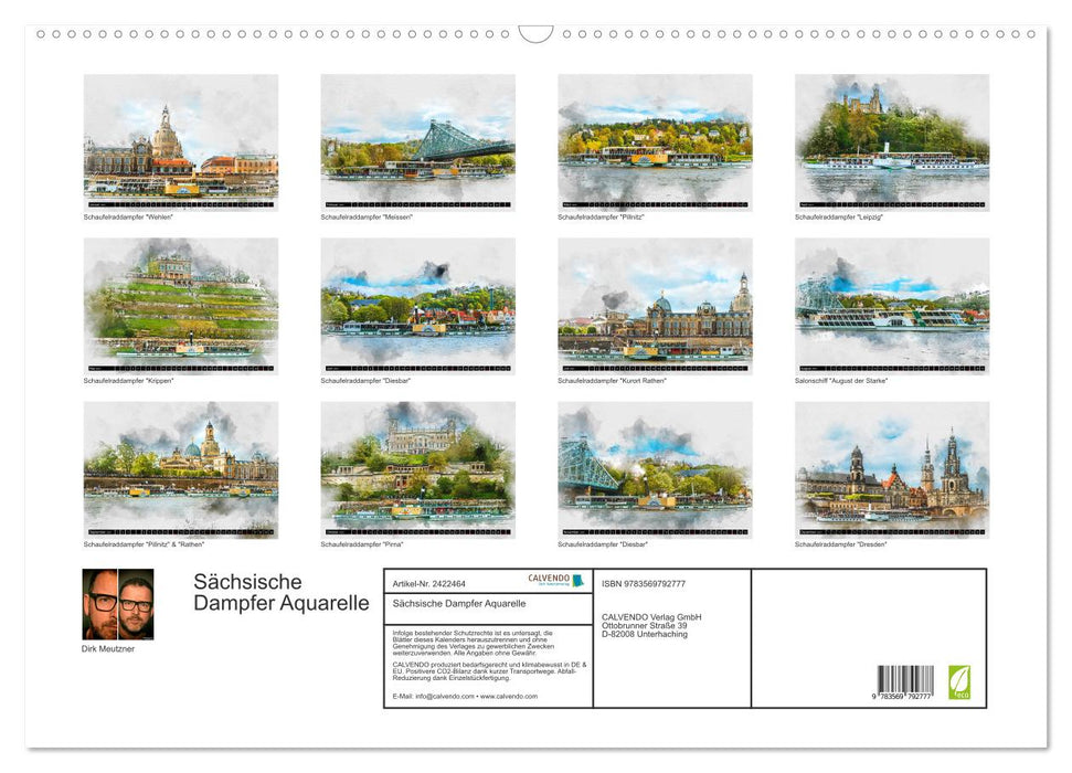 Sächsische Dampfer Aquarelle (CALVENDO Wandkalender 2027)