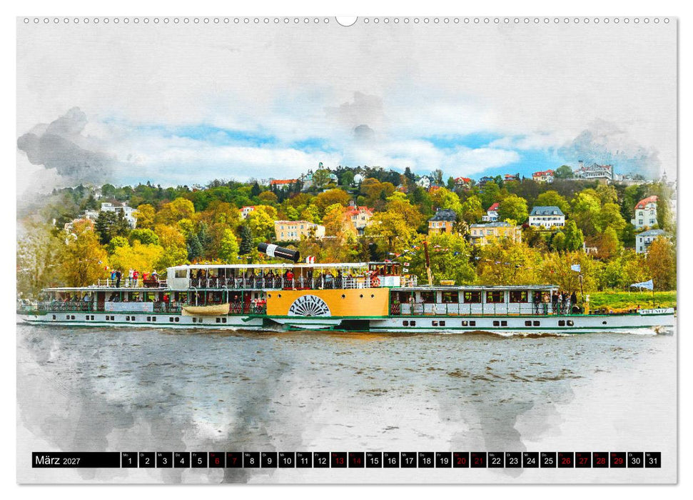 Sächsische Dampfer Aquarelle (CALVENDO Wandkalender 2027)