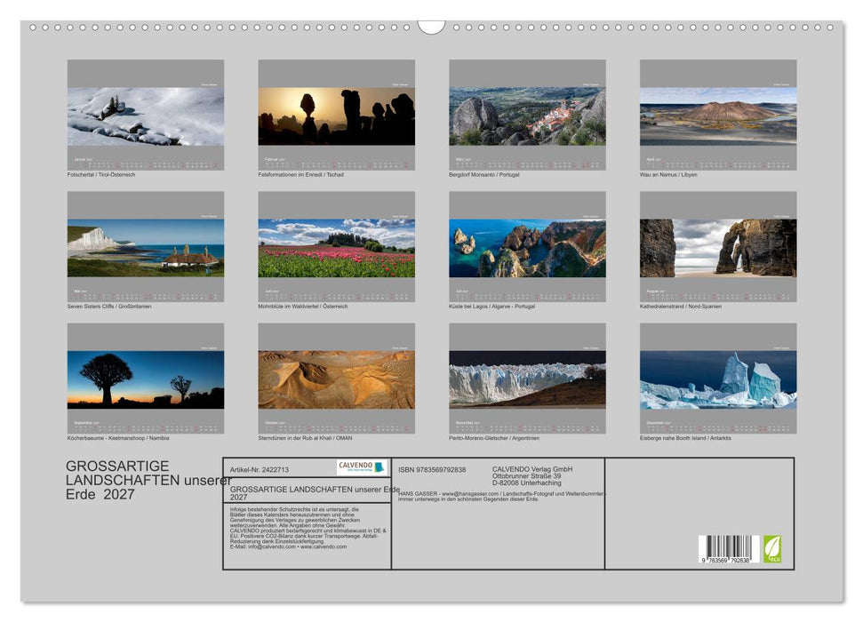 GROSSARTIGE LANDSCHAFTEN unserer Erde 2027 (CALVENDO Wandkalender 2027)