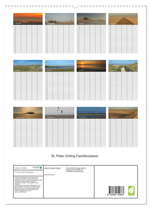 St. Peter Ording Familienplaner (CALVENDO Premium Wandkalender 2027)