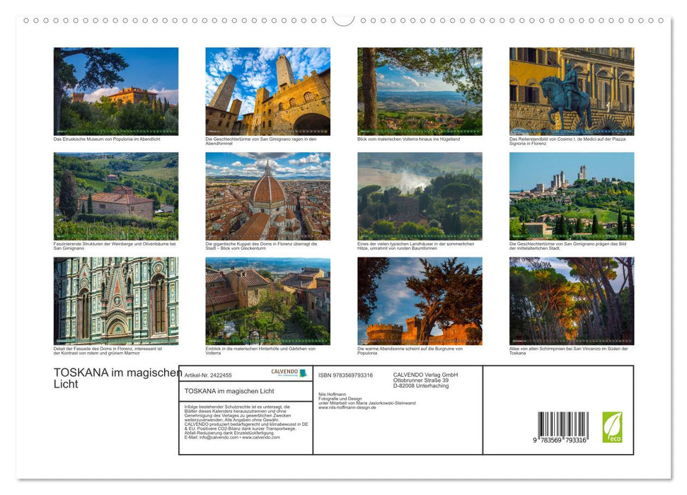 TOSKANA im magischen Licht (CALVENDO Premium Wandkalender 2027)