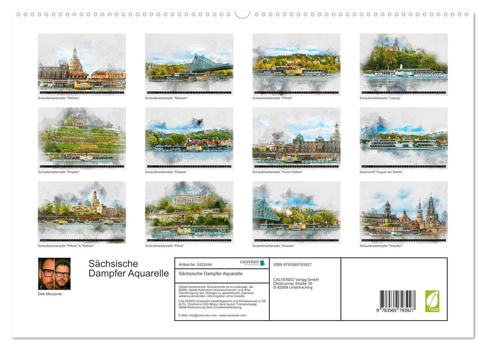 Sächsische Dampfer Aquarelle (CALVENDO Premium Wandkalender 2027)