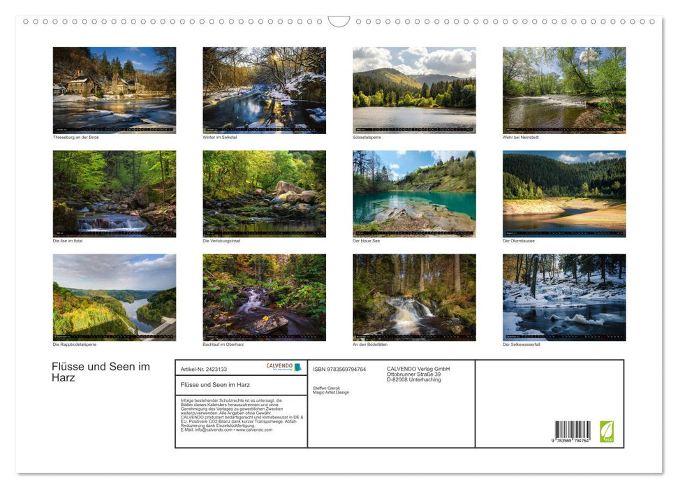 Flüsse und Seen im Harz (CALVENDO Wandkalender 2027)