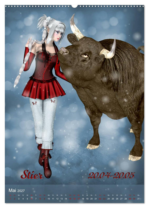 Mädchen im Manga Style (Sternzeichen) (CALVENDO Premium Wandkalender 2027)
