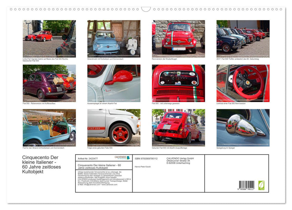 Cinquecento Der kleine Italiener - 60 Jahre zeitloses Kultobjekt (CALVENDO Wandkalender 2027)