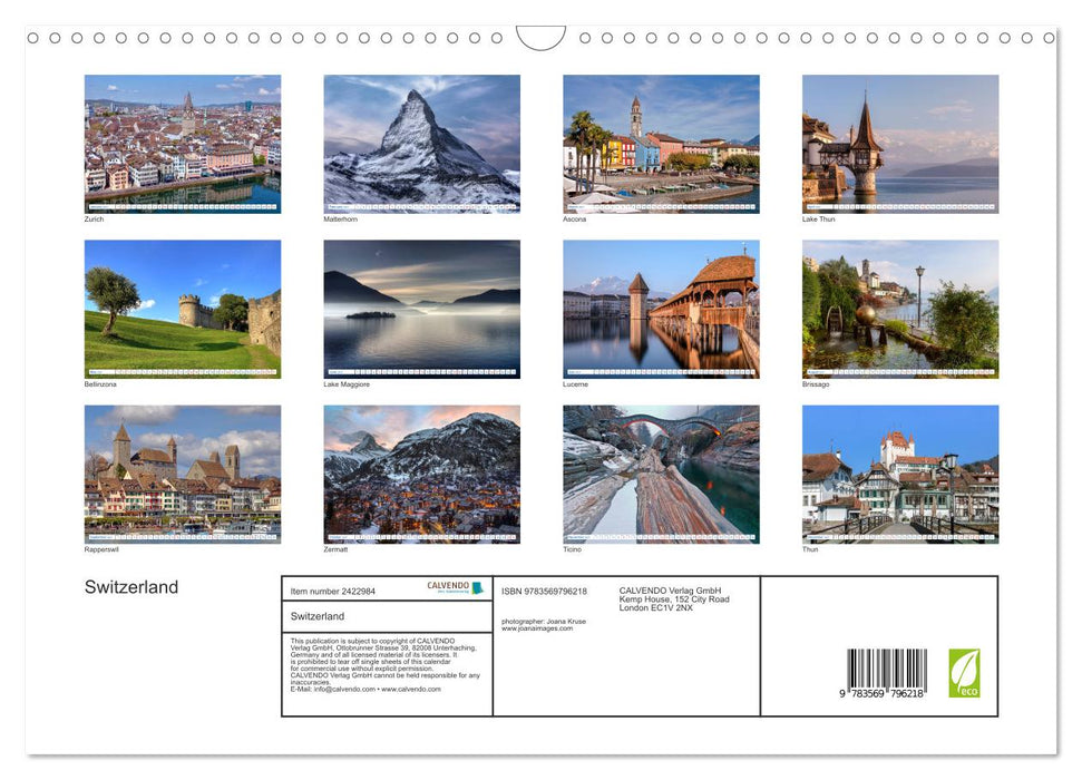 Switzerland (CALVENDO Monthly Calendar 2027)
