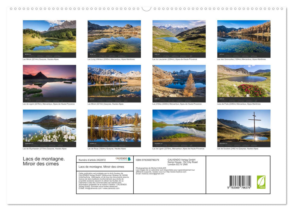 Lacs de montagne. Miroir des cimes (CALVENDO Calendrier supérieur 2027)