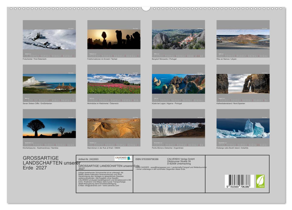 GROSSARTIGE LANDSCHAFTEN unserer Erde 2027 (CALVENDO Premium Wandkalender 2027)