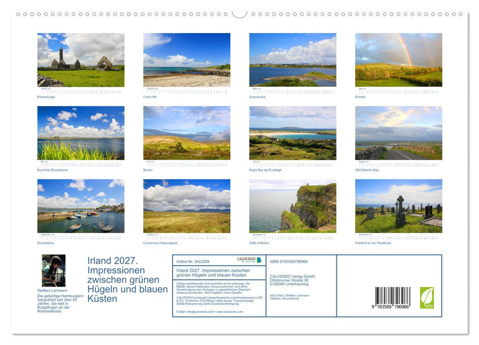 Irland 2027. Impressionen zwischen grünen Hügeln und blauen Küsten (CALVENDO Premium Wandkalender 2027)