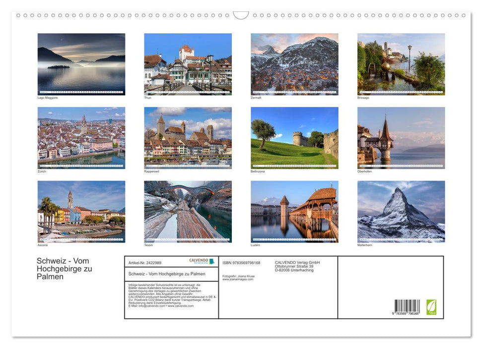 Schweiz - Vom Hochgebirge zu Palmen (CALVENDO Wandkalender 2027)