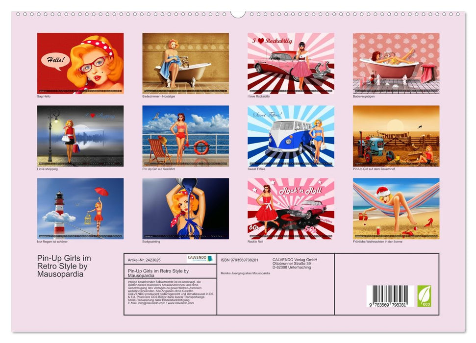 Pin-Up Girls im Retro Style by Mausopardia (CALVENDO Premium Wandkalender 2027)