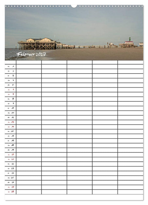 St. Peter Ording Familienplaner (CALVENDO Wandkalender 2027)