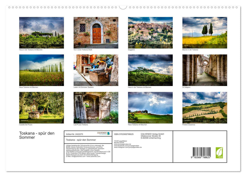 Toskana - spür den Sommer (CALVENDO Premium Wandkalender 2027)