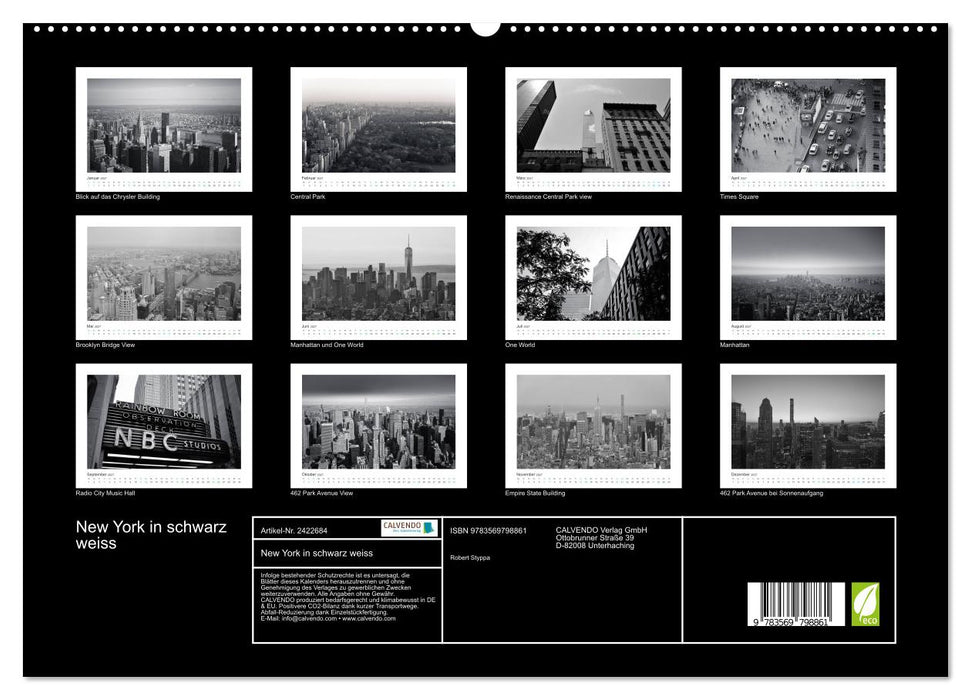 New York in schwarz weiss (CALVENDO Premium Wandkalender 2027)