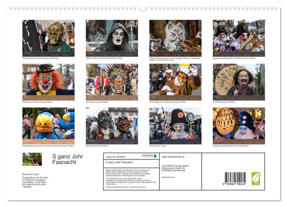 S ganz Johr Fasnacht (CALVENDO Premium Wandkalender 2027)