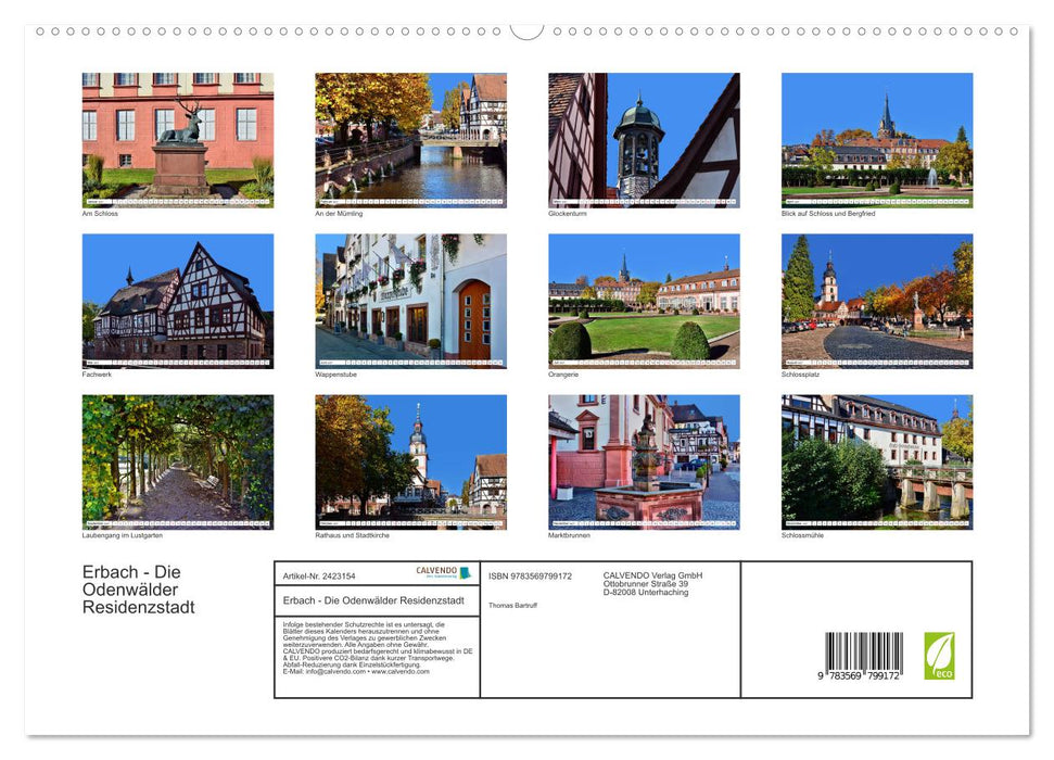 Erbach - Die Odenwälder Residenzstadt (CALVENDO Premium Wandkalender 2027)