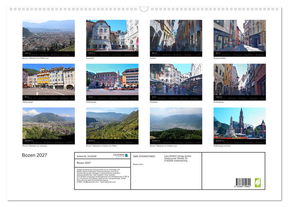 Bozen 2027 (CALVENDO Wandkalender 2027)