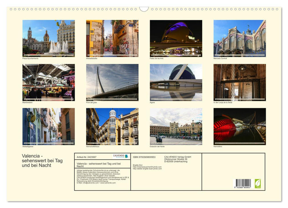 Valencia - sehenswert bei Tag und bei Nacht (CALVENDO Wandkalender 2027)