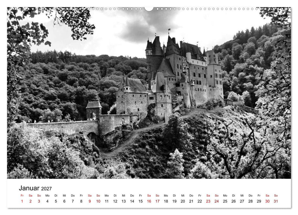 Burgen in schwarzweiß - Wie aus alten Zeiten (CALVENDO Premium Wandkalender 2027)