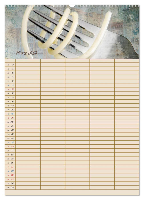 Italienische Küche mit Familienplaner (CALVENDO Premium Wandkalender 2027)