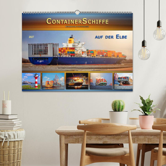 Containerschiffe auf der Elbe (CALVENDO Wandkalender 2027)