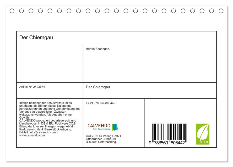 Der Chiemgau (CALVENDO Wandkalender 2027)