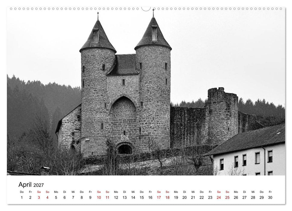 Burgen in schwarzweiß - Wie aus alten Zeiten (CALVENDO Wandkalender 2027)