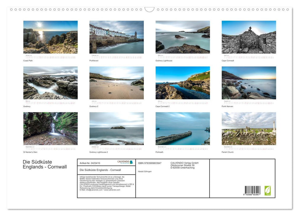 Die Südküste Englands - Cornwall (CALVENDO Wandkalender 2027)