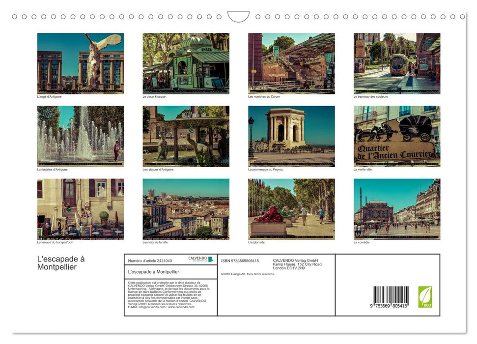 L'escapade à Montpellier (CALVENDO Calendrier mensuel 2027)