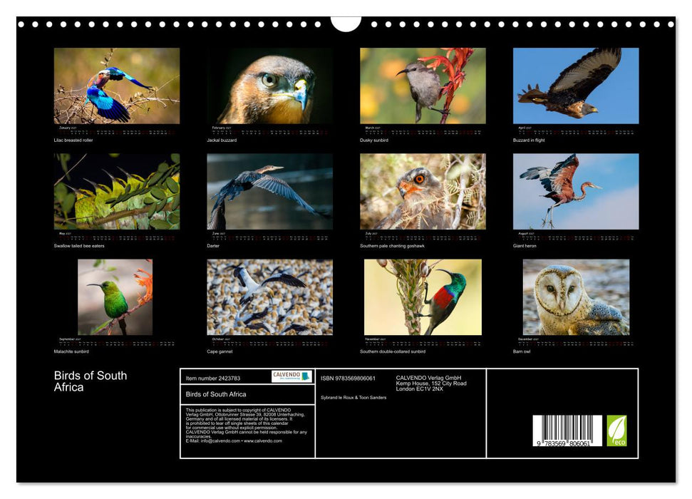 Birds of South Africa (CALVENDO Monthly Calendar 2027)