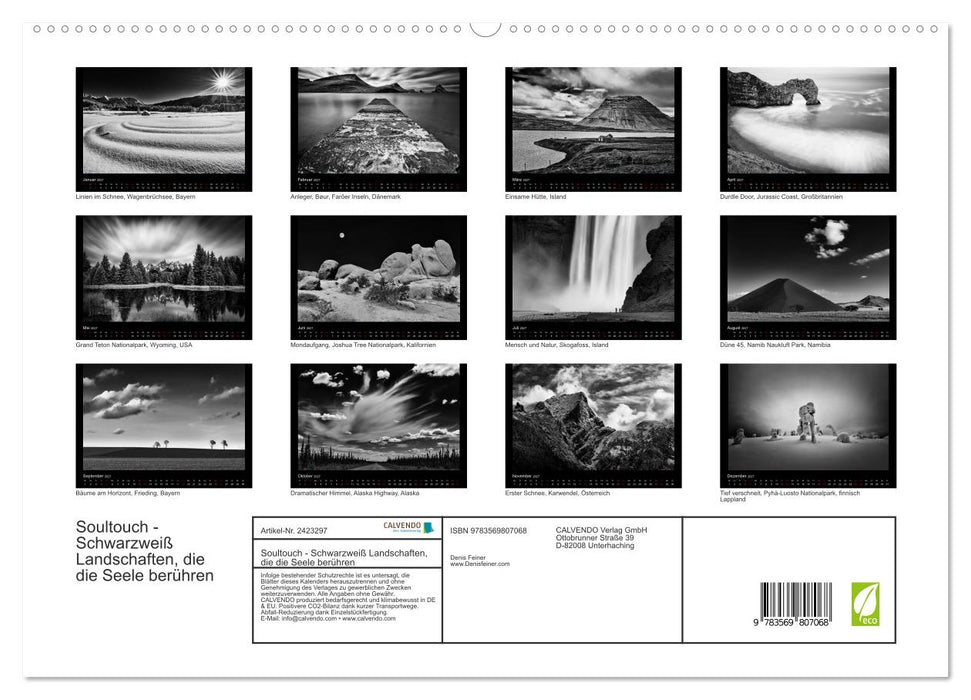 Soultouch - Schwarzweiß Landschaften, die die Seele berühren (CALVENDO Premium Wandkalender 2027)