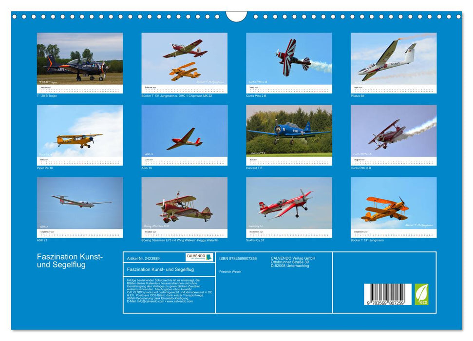 Faszination Kunst- und Segelflug (CALVENDO Wandkalender 2027)