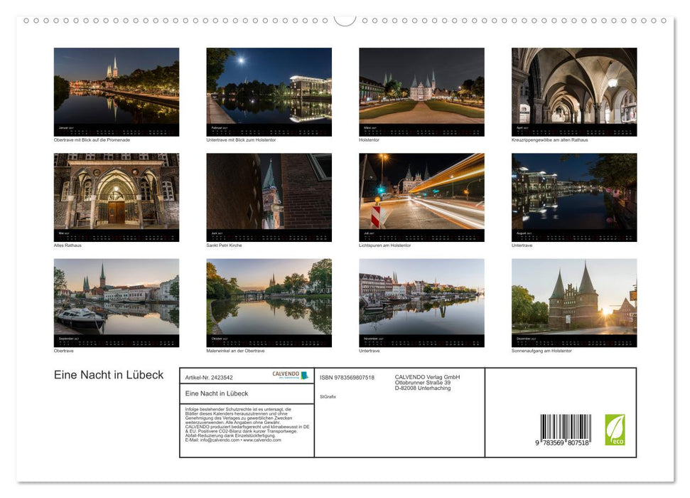 Eine Nacht in Lübeck (CALVENDO Premium Wandkalender 2027)