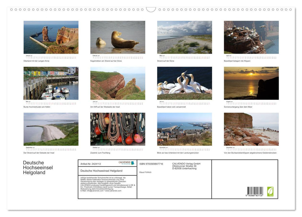 Deutsche Hochseeinsel Helgoland (CALVENDO Wandkalender 2027)