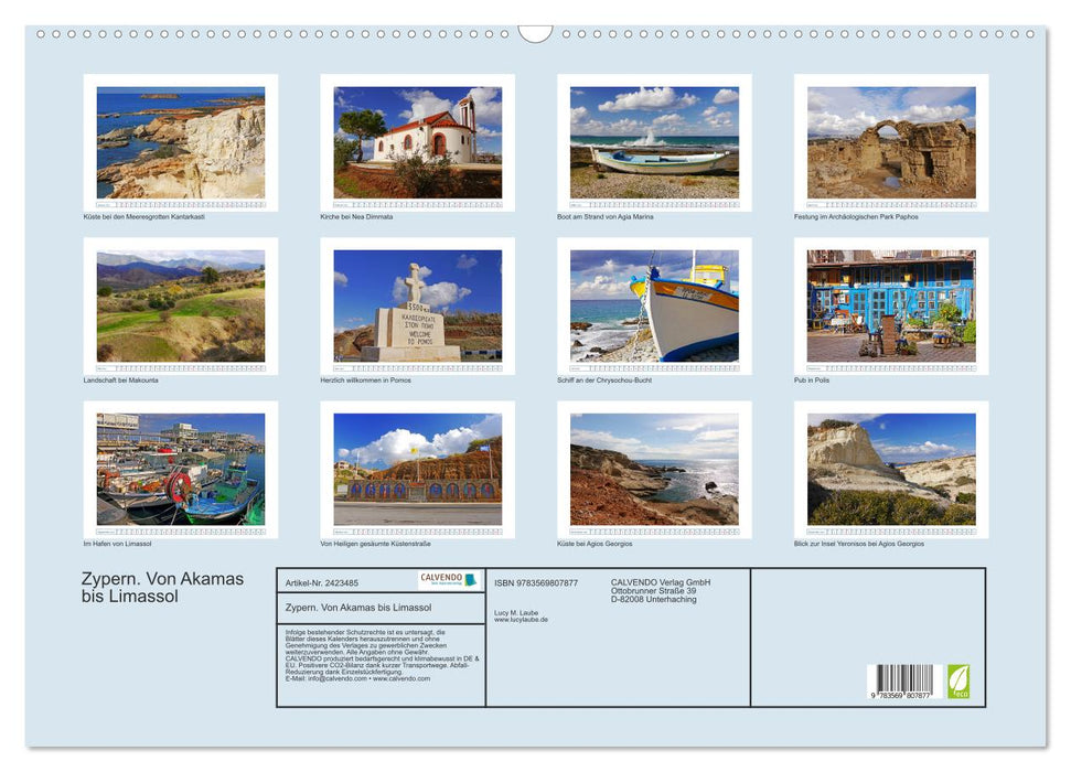 Zypern. Von Akamas bis Limassol (CALVENDO Wandkalender 2027)