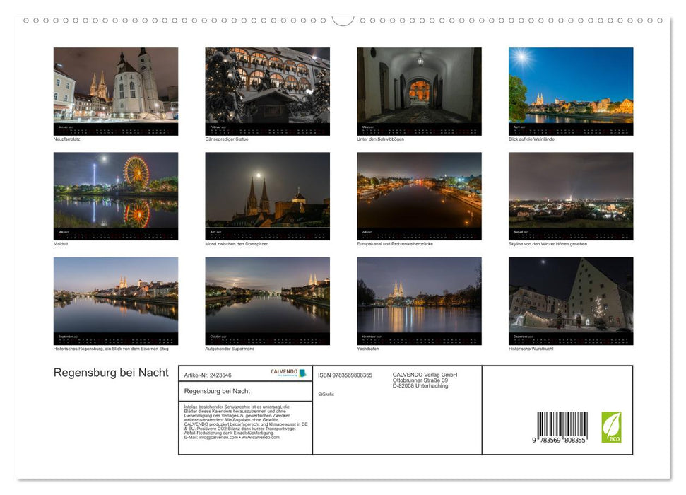 Regensburg bei Nacht (CALVENDO Premium Wandkalender 2027)