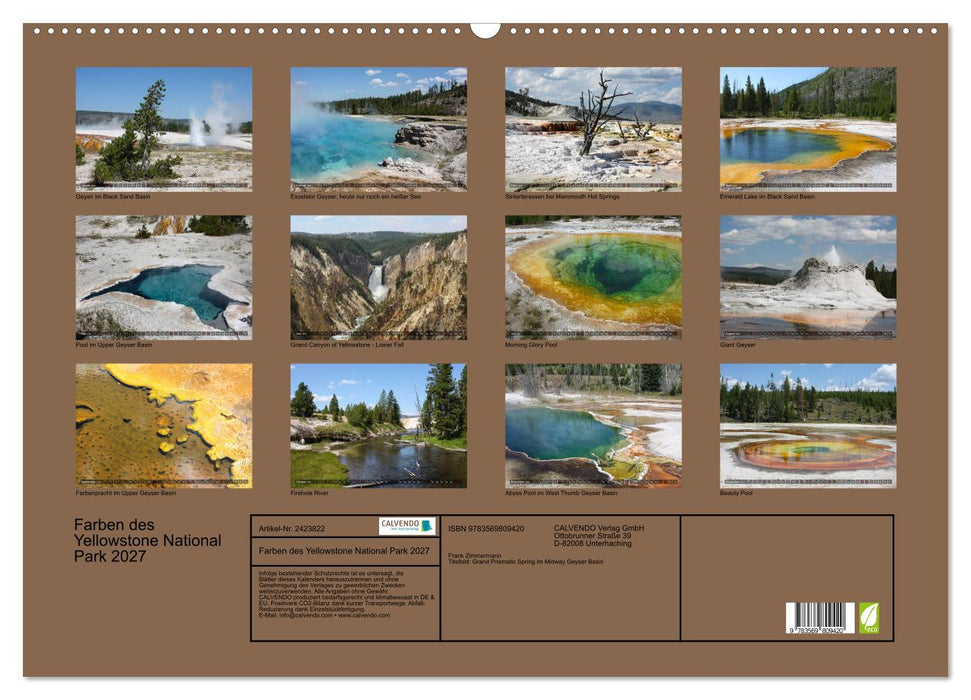 Farben des Yellowstone National Park 2027 (CALVENDO Wandkalender 2027)