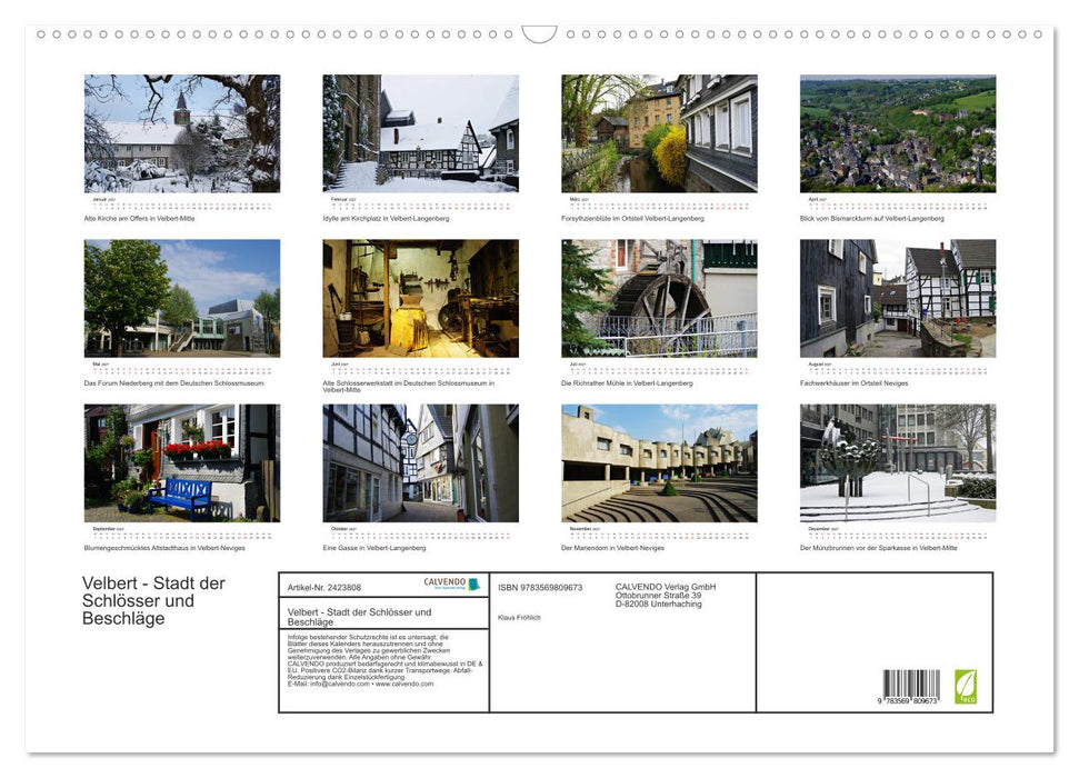 Velbert - Stadt der Schlösser und Beschläge (CALVENDO Wandkalender 2027)