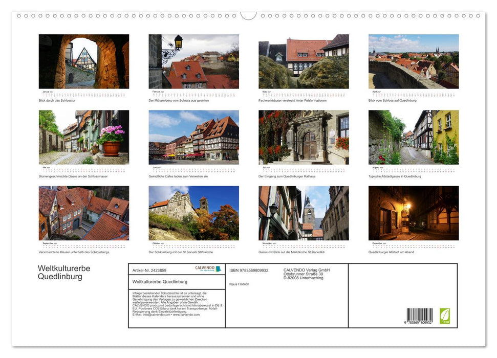 Weltkulturerbe Quedlinburg (CALVENDO Wandkalender 2027)