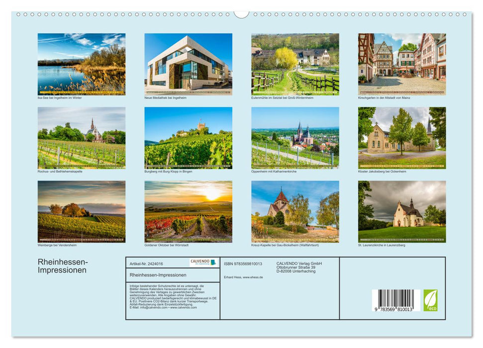 Rheinhessen-Impressionen (CALVENDO Premium Wandkalender 2027)