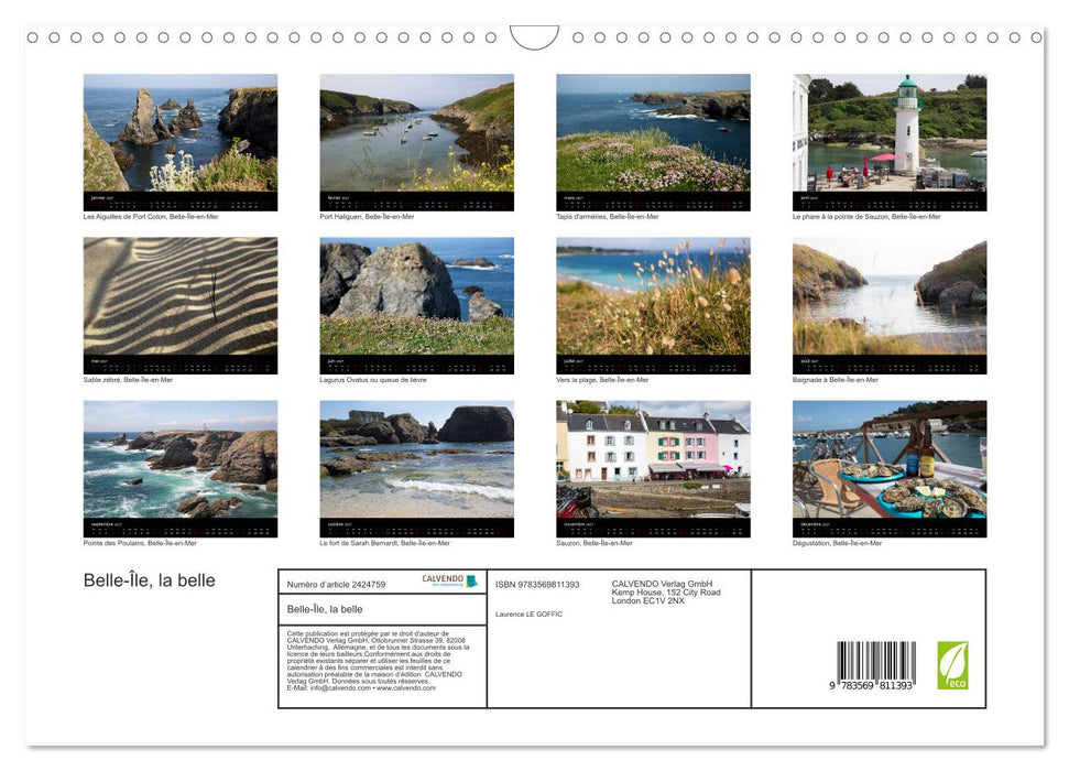 Belle-Île, la belle (CALVENDO Calendrier mensuel 2027)