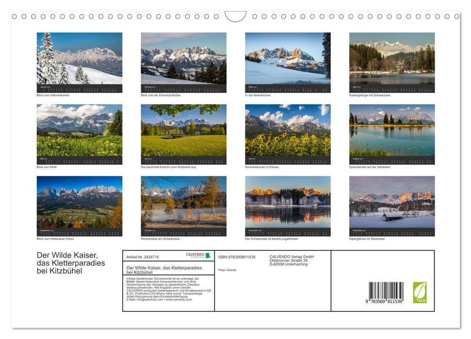 Der Wilde Kaiser, das Kletterparadies bei Kitzbühel (CALVENDO Wandkalender 2027)