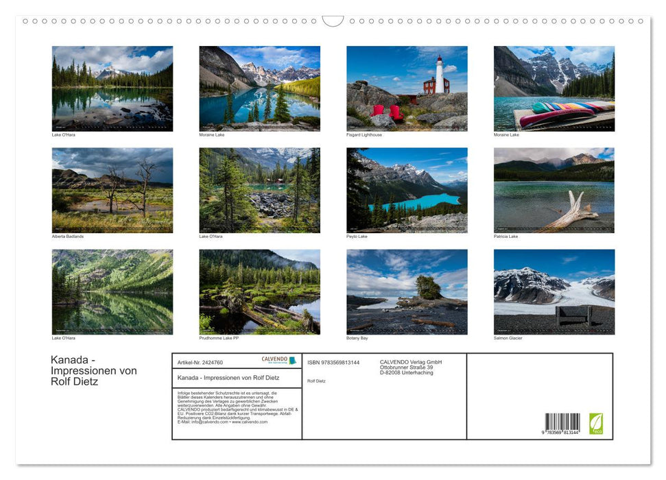 Kanada - Impressionen von Rolf Dietz (CALVENDO Wandkalender 2027)
