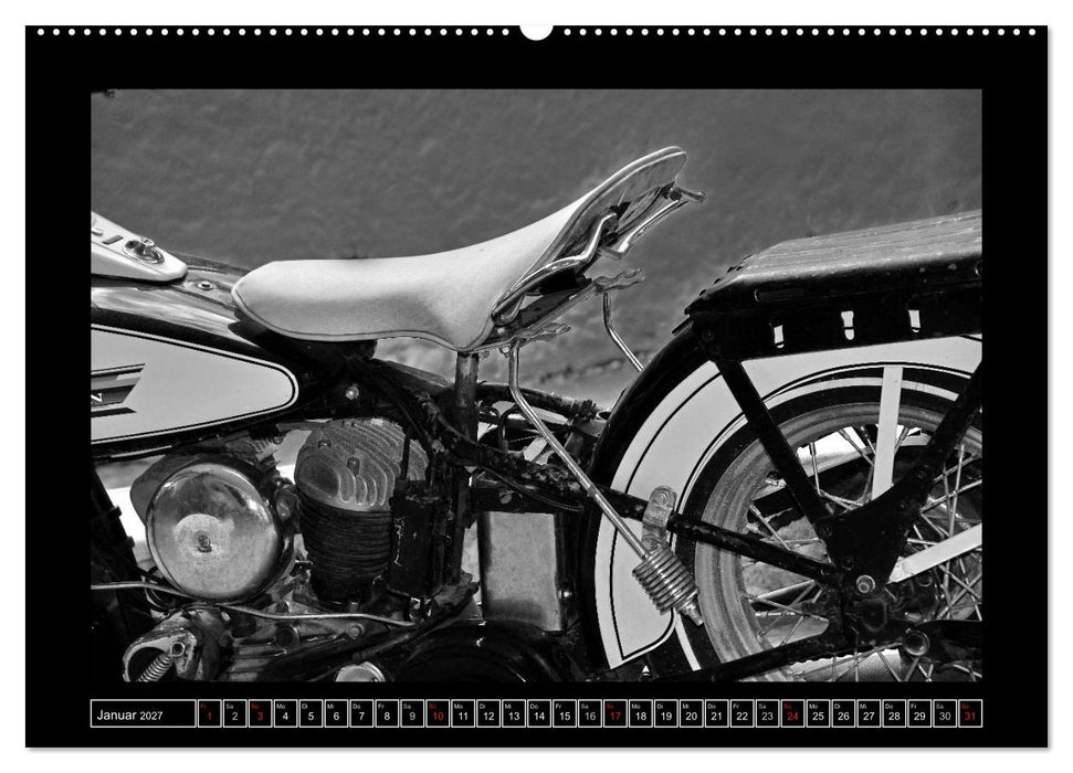Harley Davidson WLA 750 in Schwarzweiss (CALVENDO Wandkalender 2027)