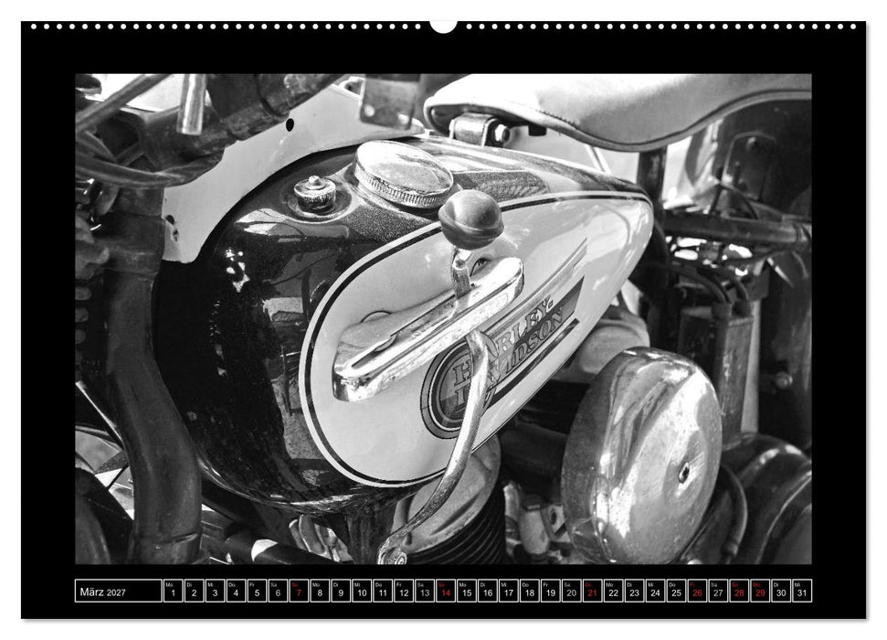 Harley Davidson WLA 750 in Schwarzweiss (CALVENDO Wandkalender 2027)