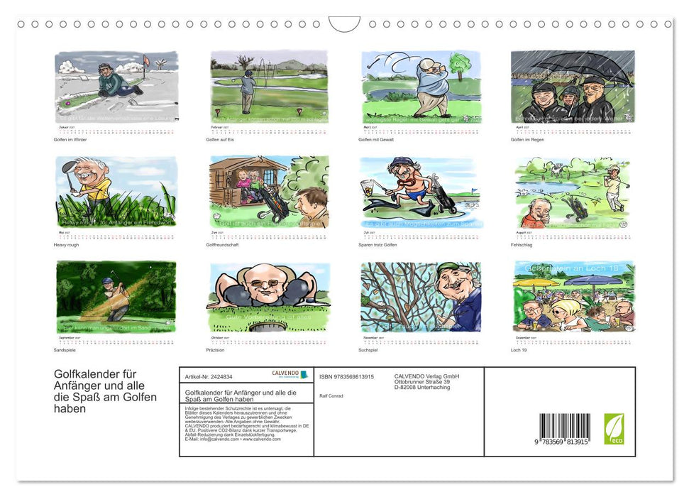 Golfkalender für Anfänger und alle die Spaß am Golfen haben (CALVENDO Wandkalender 2027)