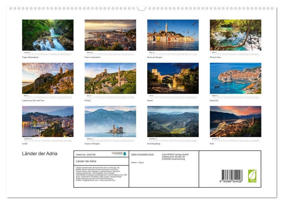 Länder der Adria (CALVENDO Premium Wandkalender 2027)