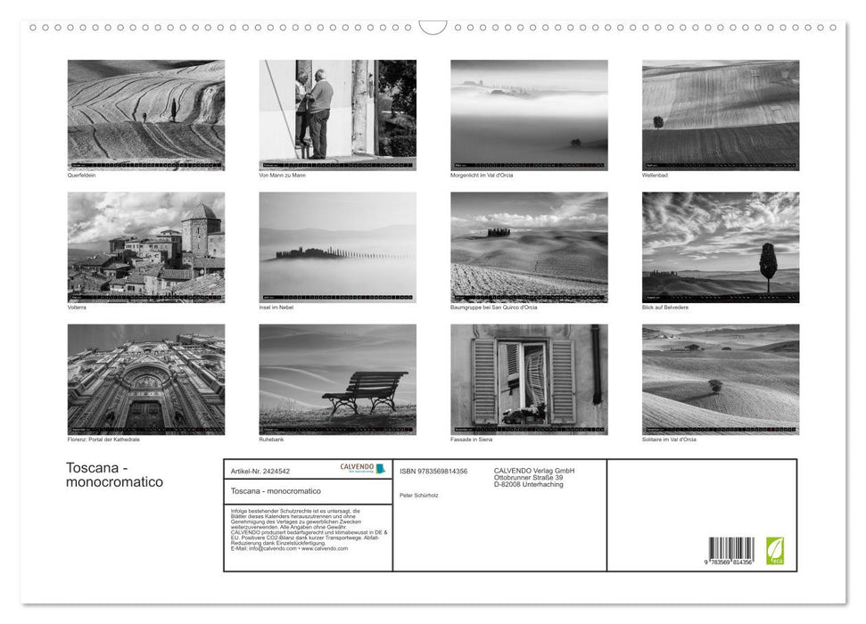 Toscana - monocromatico (CALVENDO Wandkalender 2027)