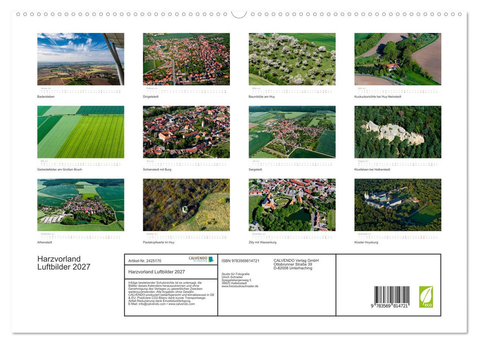 Harzvorland Luftbilder 2027 (CALVENDO Premium Wandkalender 2027)