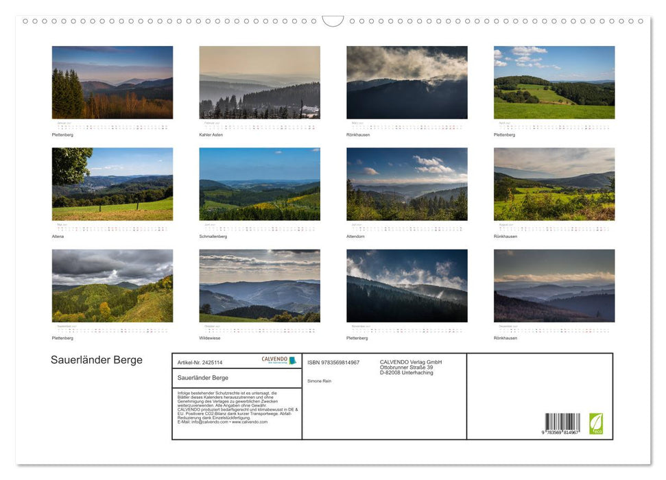 Sauerländer Berge (CALVENDO Wandkalender 2027)